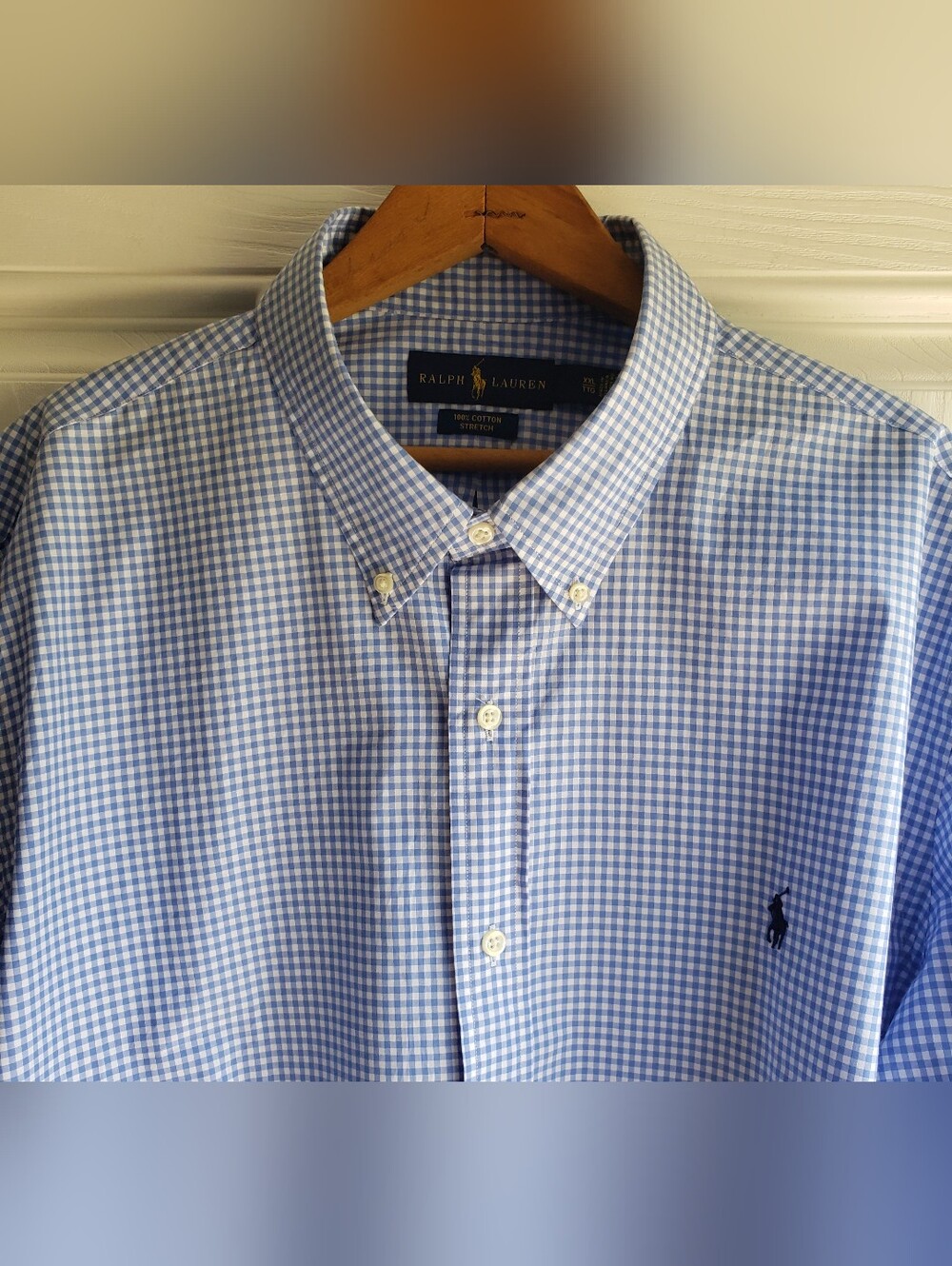 Ralph Lauren Classic Fit Oxford Shirt Mens Blue And White Gingham Check XXL